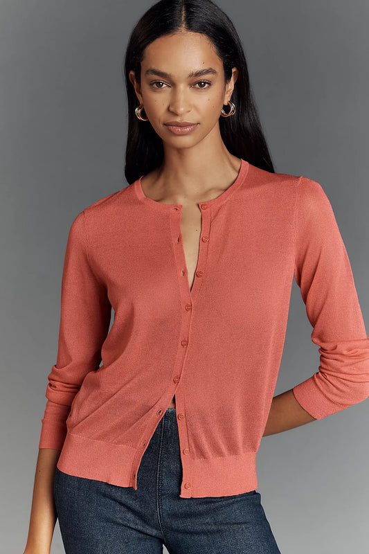 By Anthropologie Fitted Sheer Cardigan Sweater