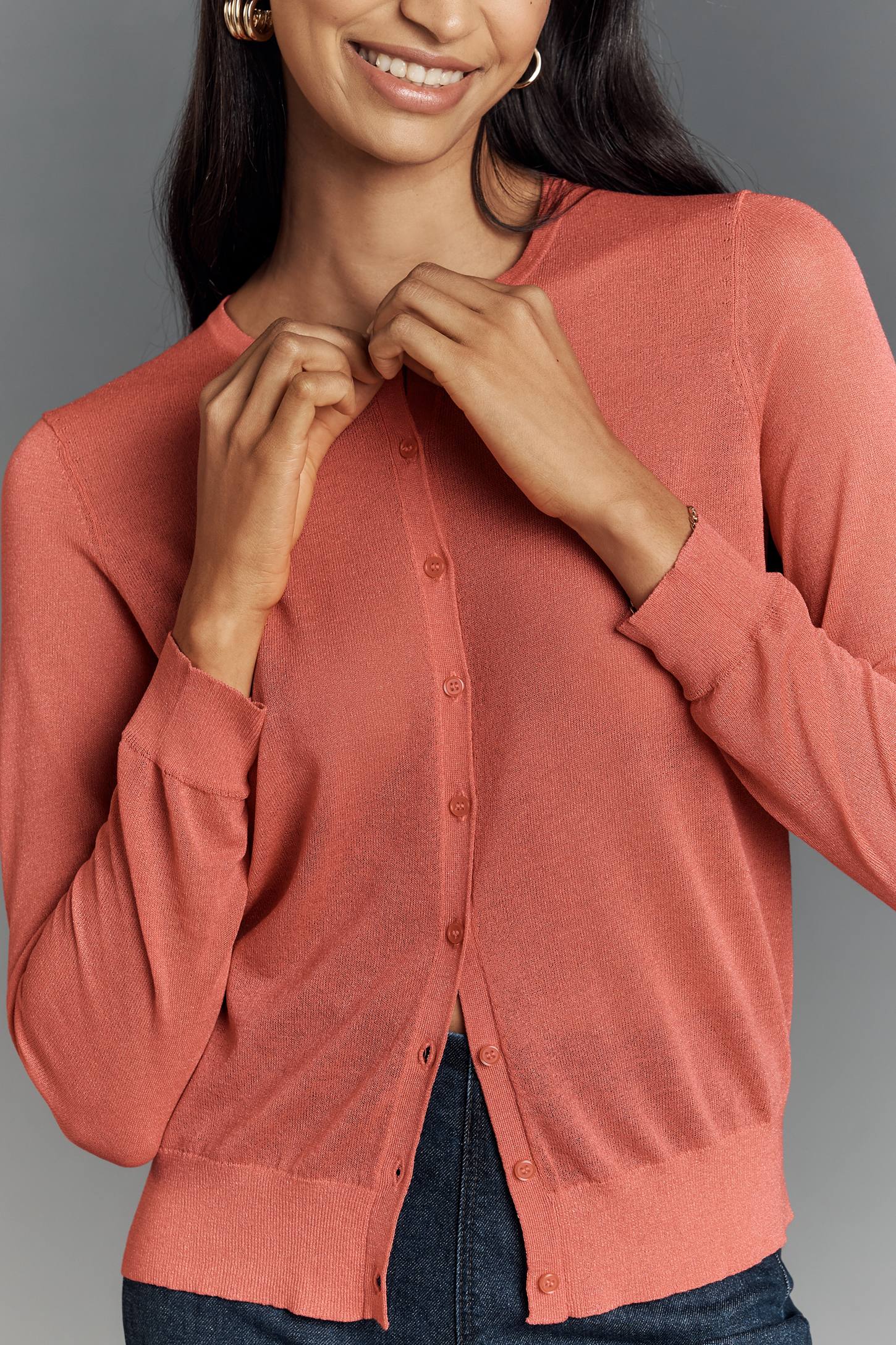 By Anthropologie Fitted Sheer Cardigan Sweater