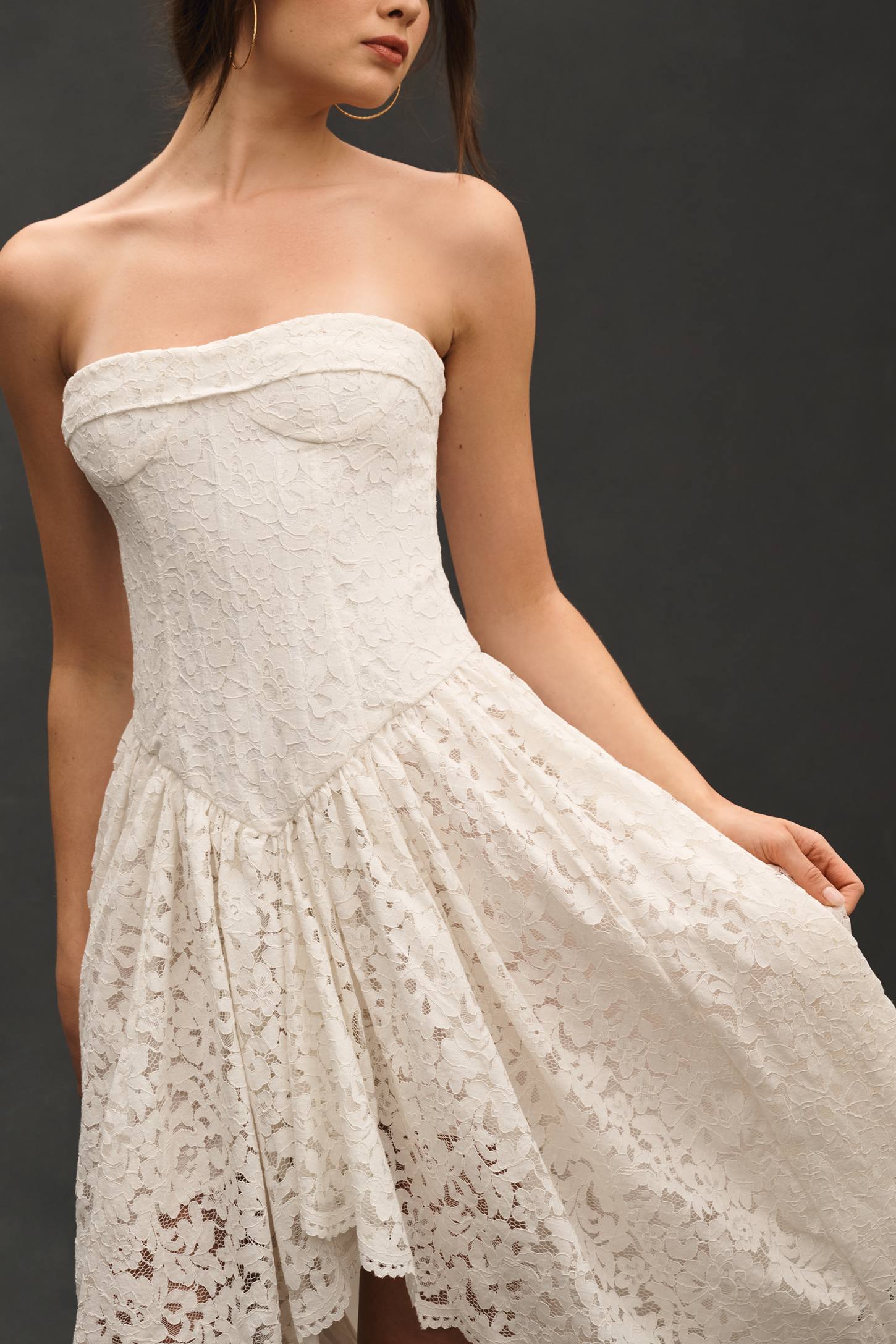 Bardot Felicidad Strapless Lace High-Low Dress Bardot Felicidad Strapless Lace High-Low Dress