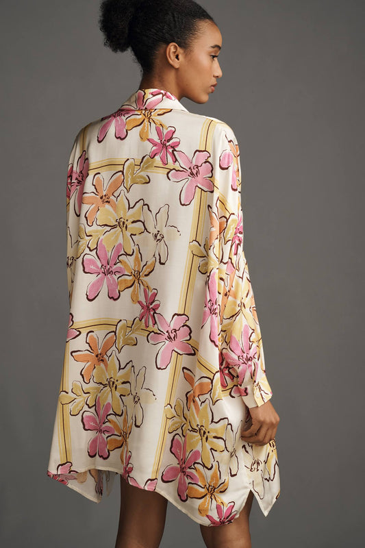 Corey Lynn Calter Long-Sleeve Printed Mini Shirt Dress