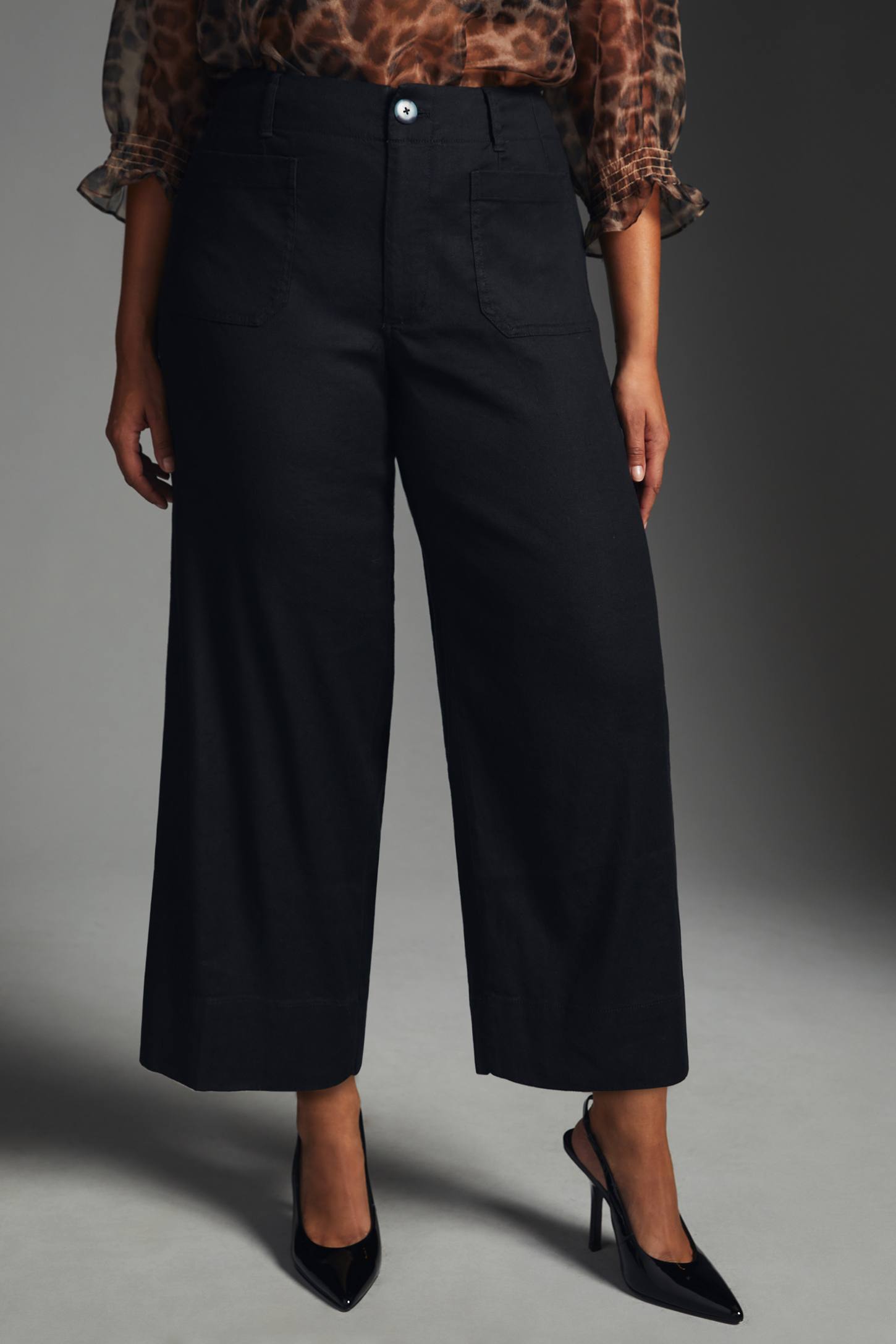 The Colette Linen Blend Crop Wide-Leg Pants by Maeve
