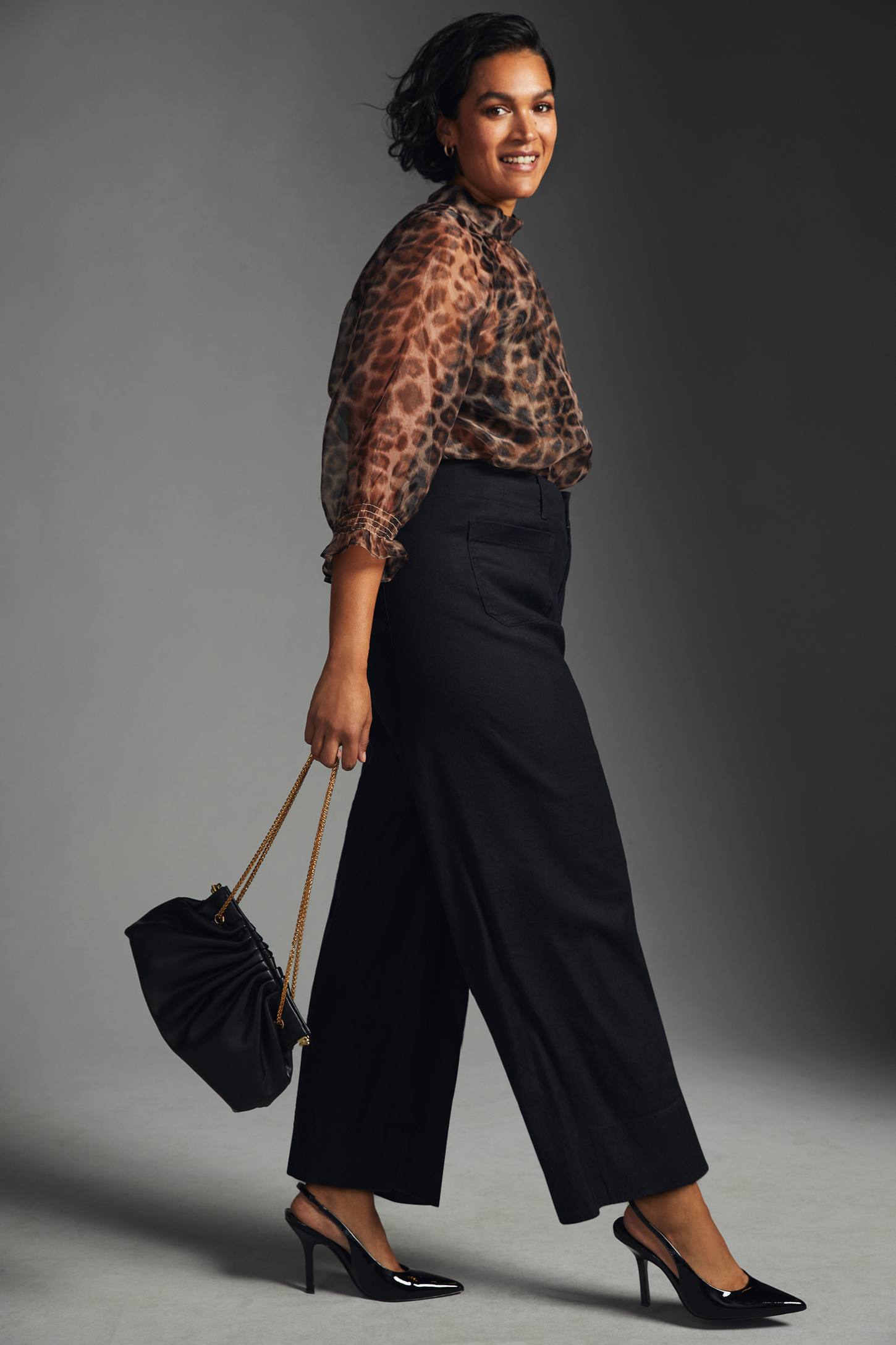 The Colette Linen Blend Crop Wide-Leg Pants by Maeve