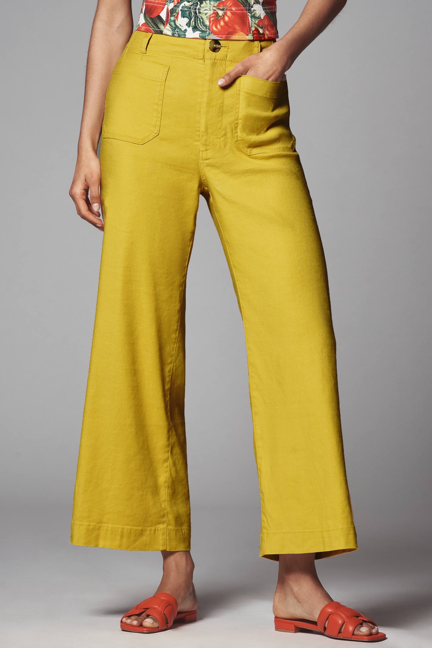 The Colette Linen Blend Crop Wide-Leg Pants by Maeve
