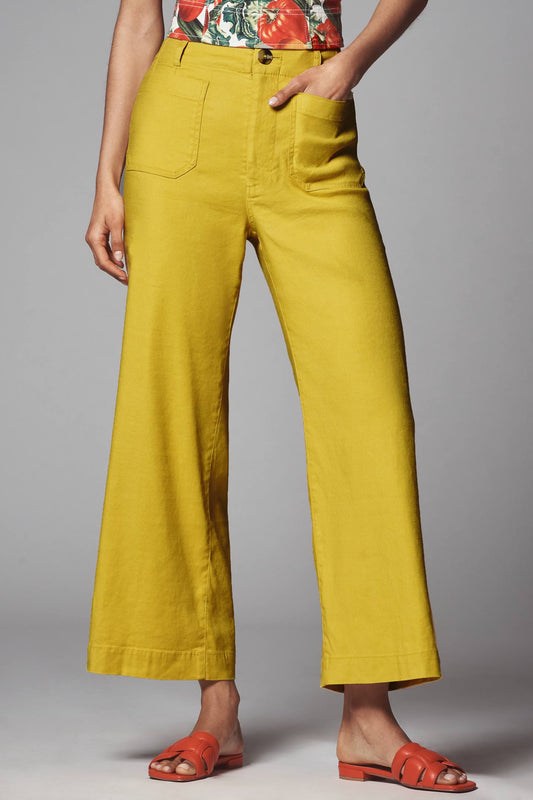 The Colette Linen Blend Crop Wide-Leg Pants by Maeve