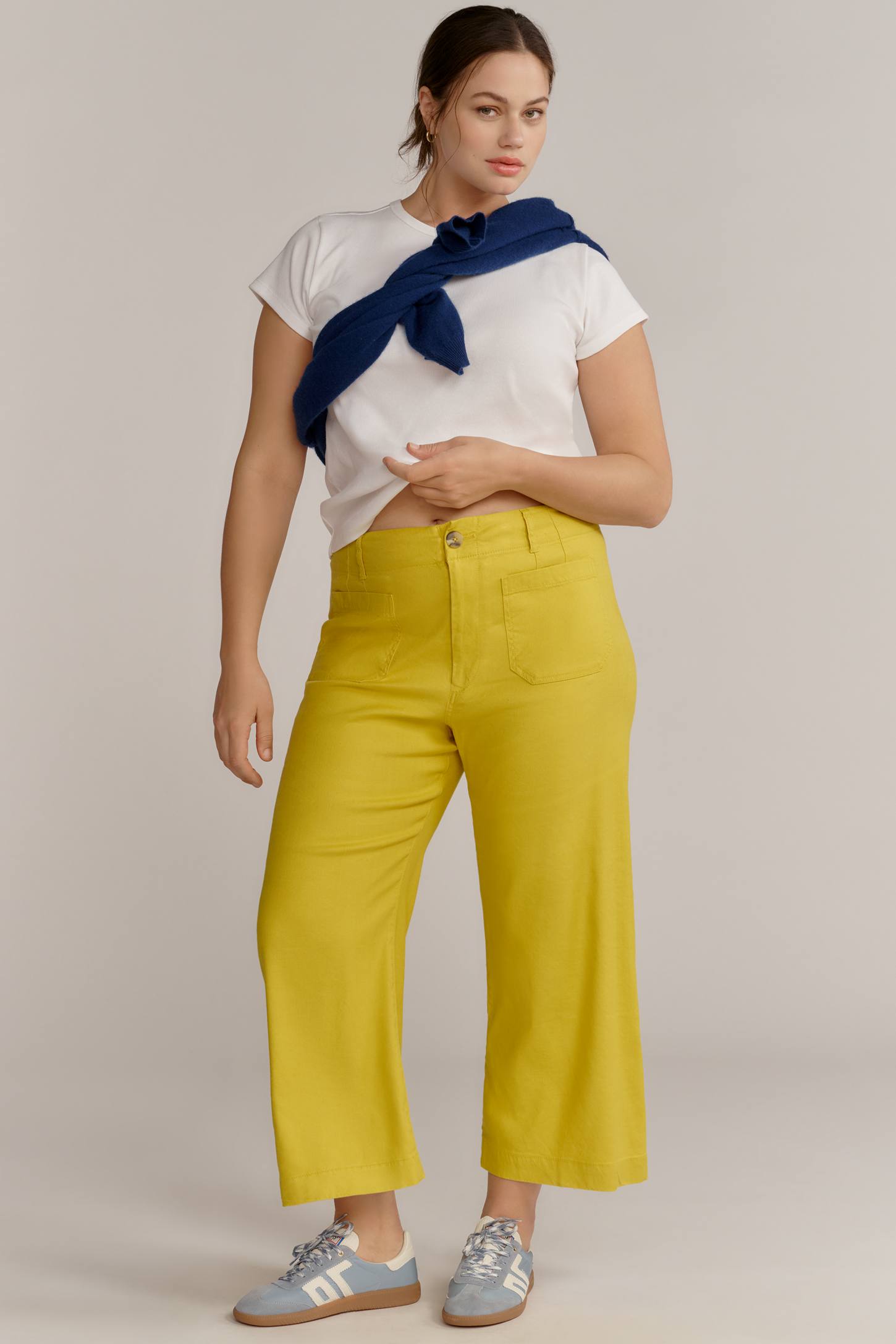 The Colette Linen Blend Crop Wide-Leg Pants by Maeve