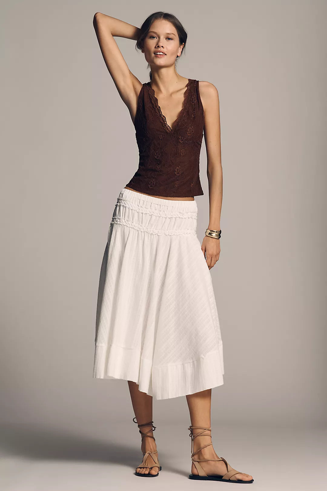 By Anthropologie Lace Plunge Tank