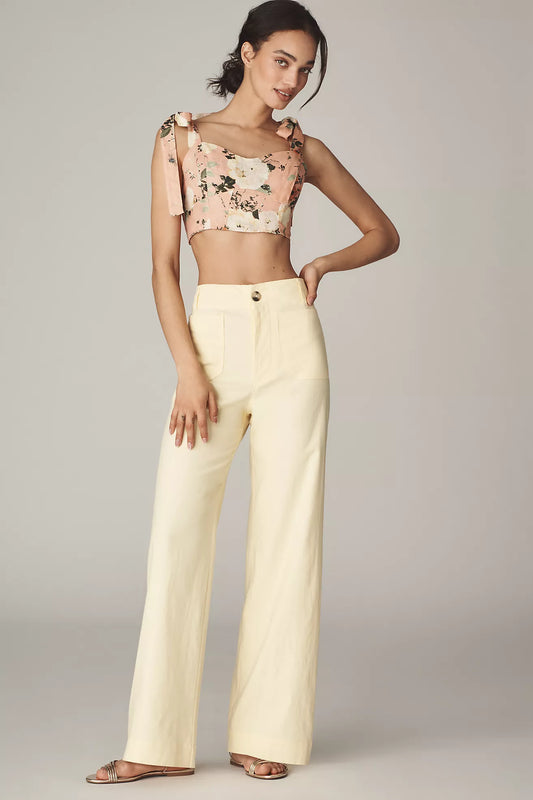 The Colette Beachy Linen Full-Length Wide-Leg Pants by Maeve