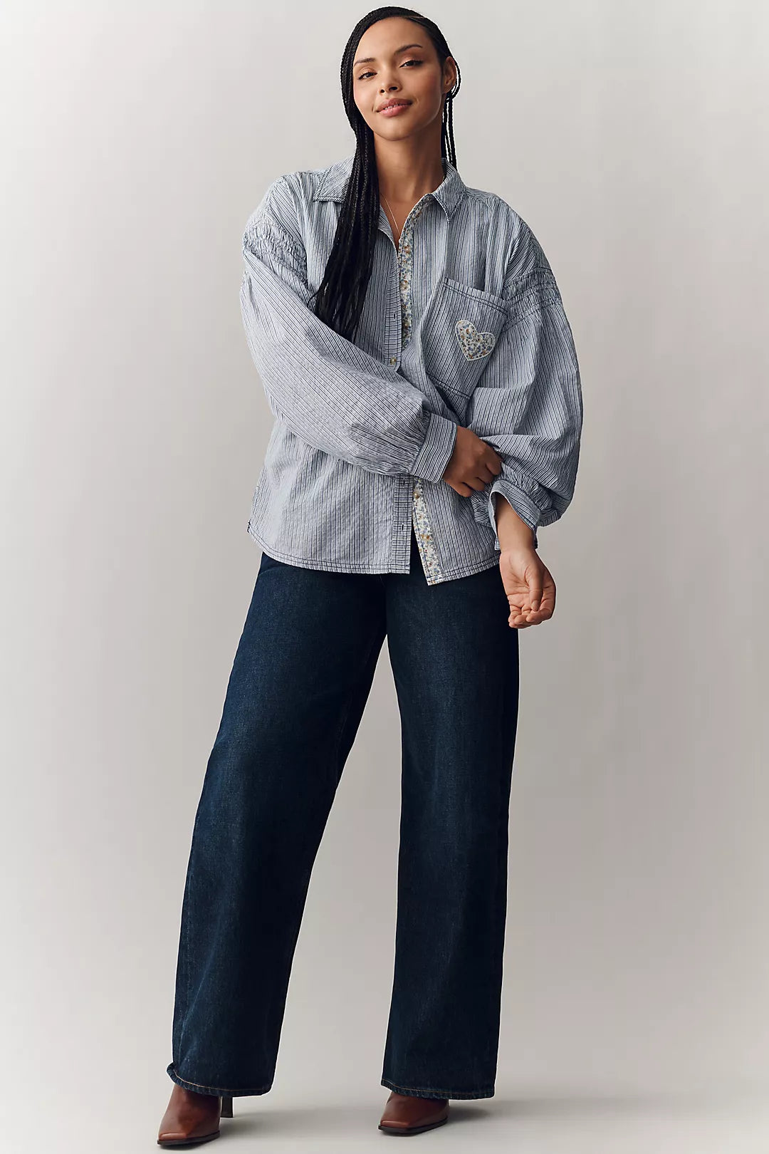 Pilcro Mix-Print Long-Sleeve Buttondown Shirt