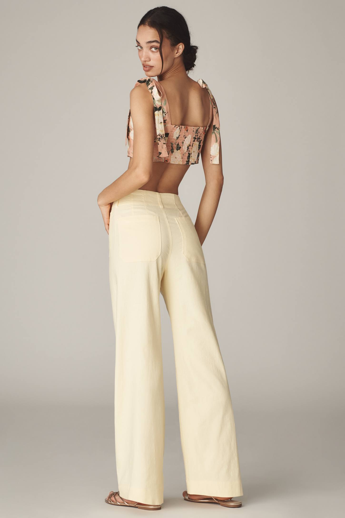 The Colette Beachy Linen Full-Length Wide-Leg Pants by Maeve
