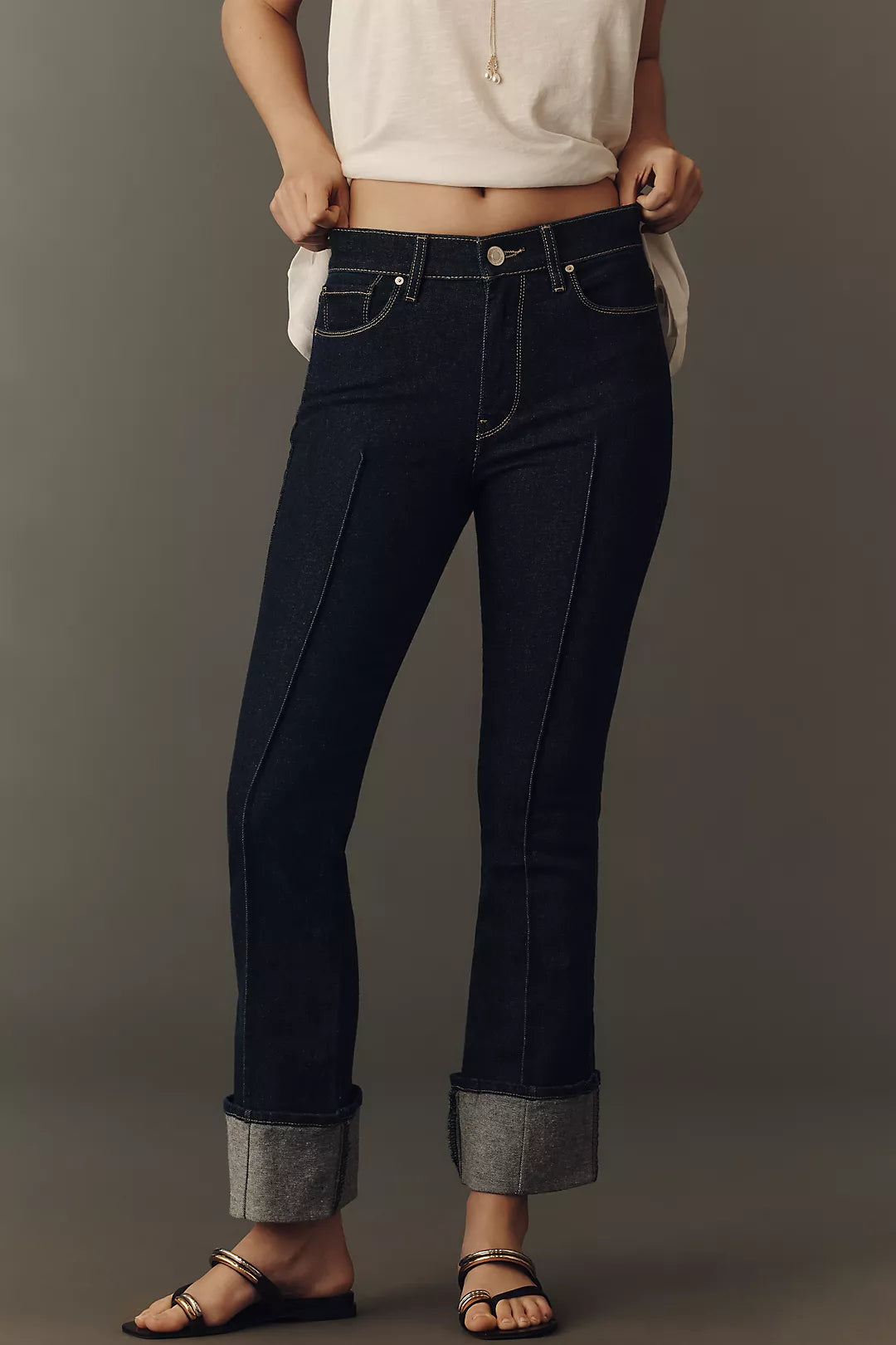 Hudson Barbara Low-Rise Cuffed Wide-Leg Jeans