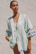 Load image into Gallery viewer, Celandine Poolside Embroidered Buttondown Tunic
