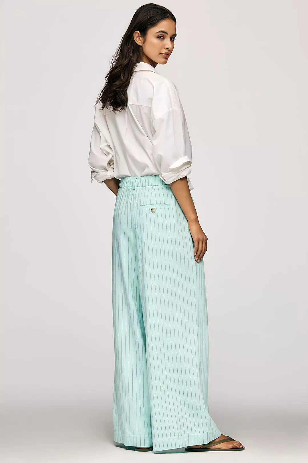 Avery Pinstripe Wide-Leg Trousers by Maeve