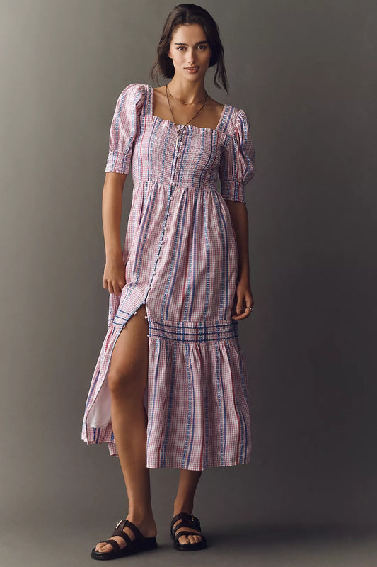 Peregrine Puff-Sleeve Midi Dress