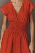 Load image into Gallery viewer, Maeve Cap-Sleeve V-Neck Smocked Midi Dress
