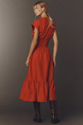 Load image into Gallery viewer, Maeve Cap-Sleeve V-Neck Smocked Midi Dress
