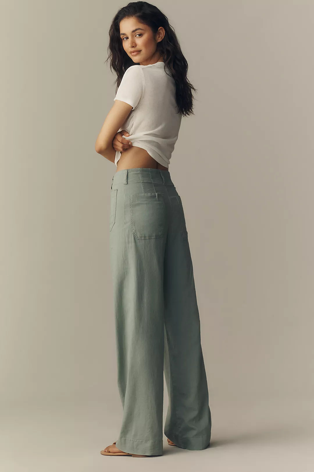 Colette European Linen Stretch Full-Length Wide-Leg Pants