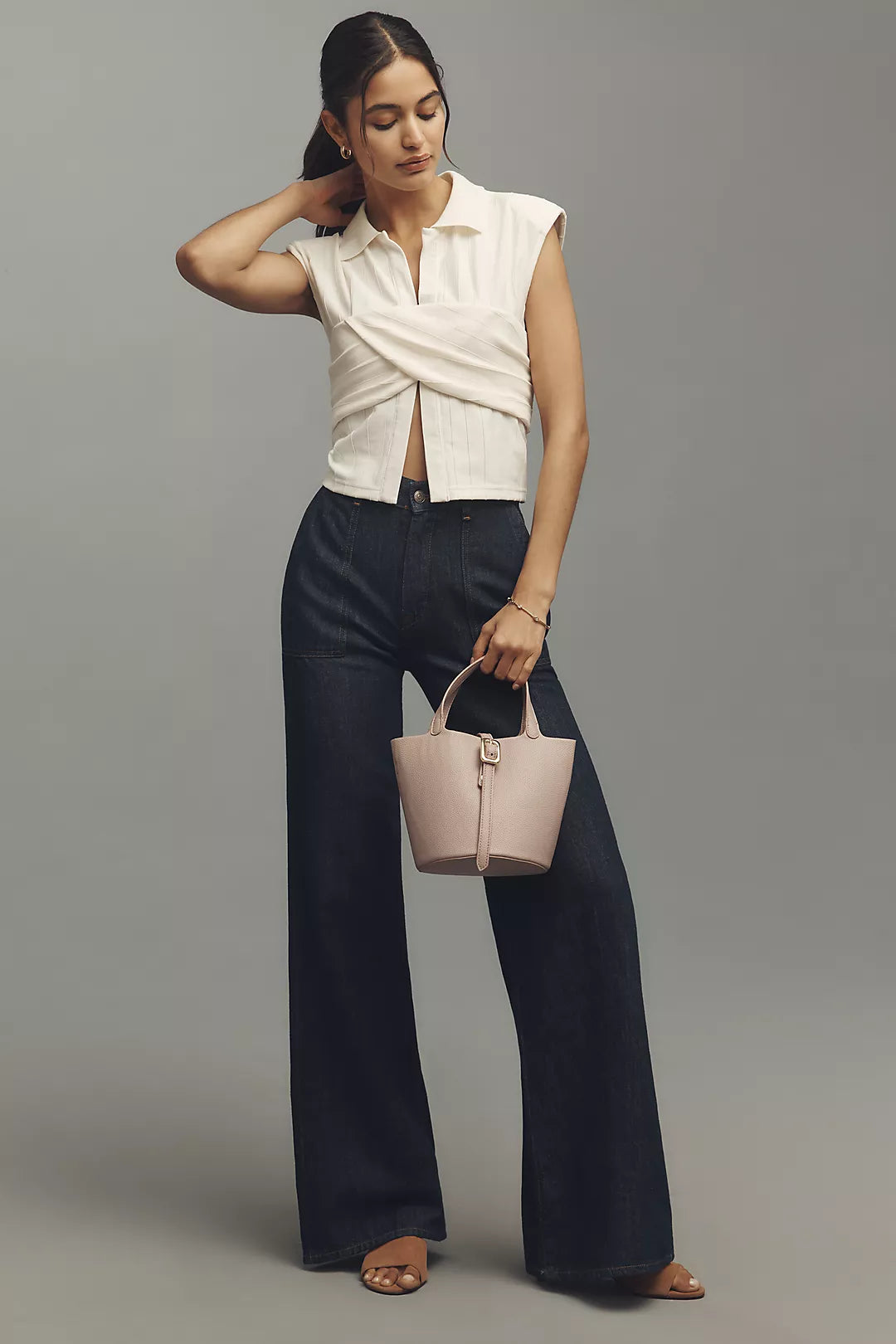 7 For All Mankind Lotta Linen Blend High-Rise Wide-Leg Jeans