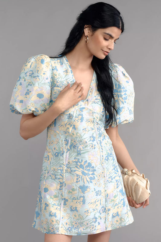 Lovaan Adeline Linen Silk Blend Mini Dress