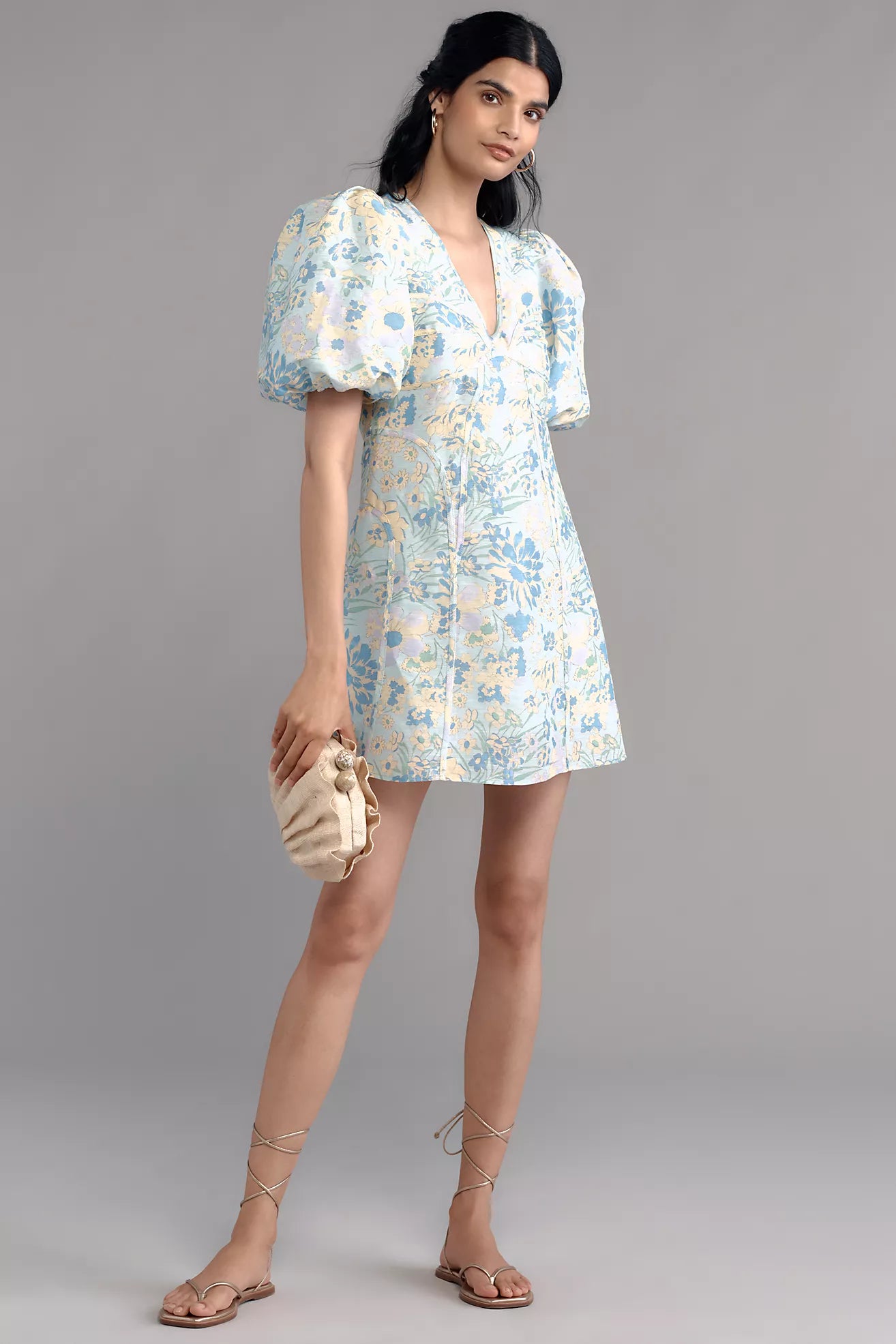Lovaan Adeline Linen Silk Blend Mini Dress