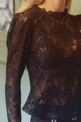 Load image into Gallery viewer, By Anthropologie Tie-Back Lace Mock-Neck Top
