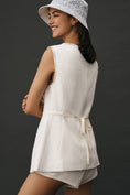 Load image into Gallery viewer, By Anthropologie Longline Lace-Trim Linen Blend Vest
