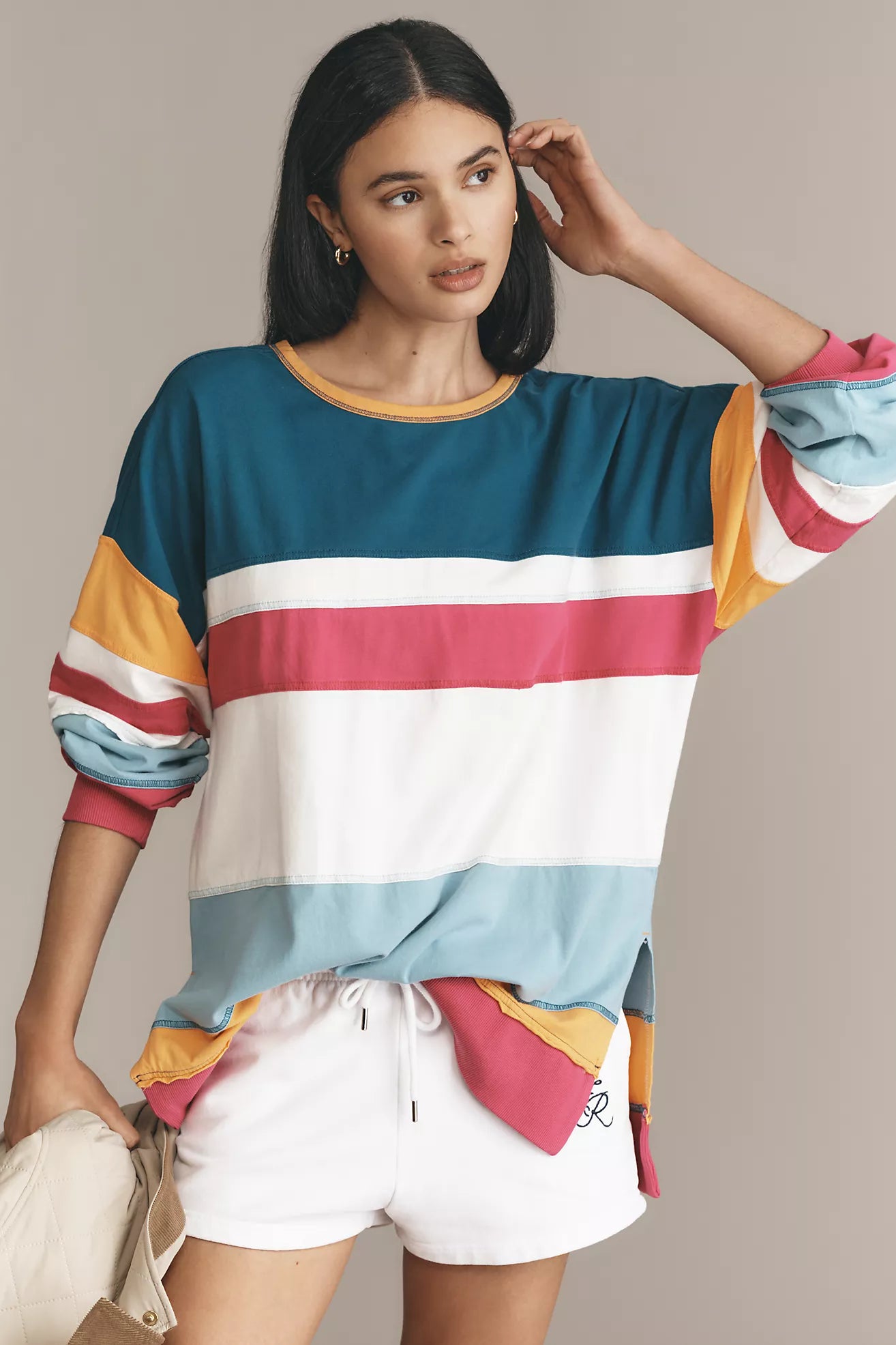 Pilcro Seamed Long-Sleeve Cotton Tee