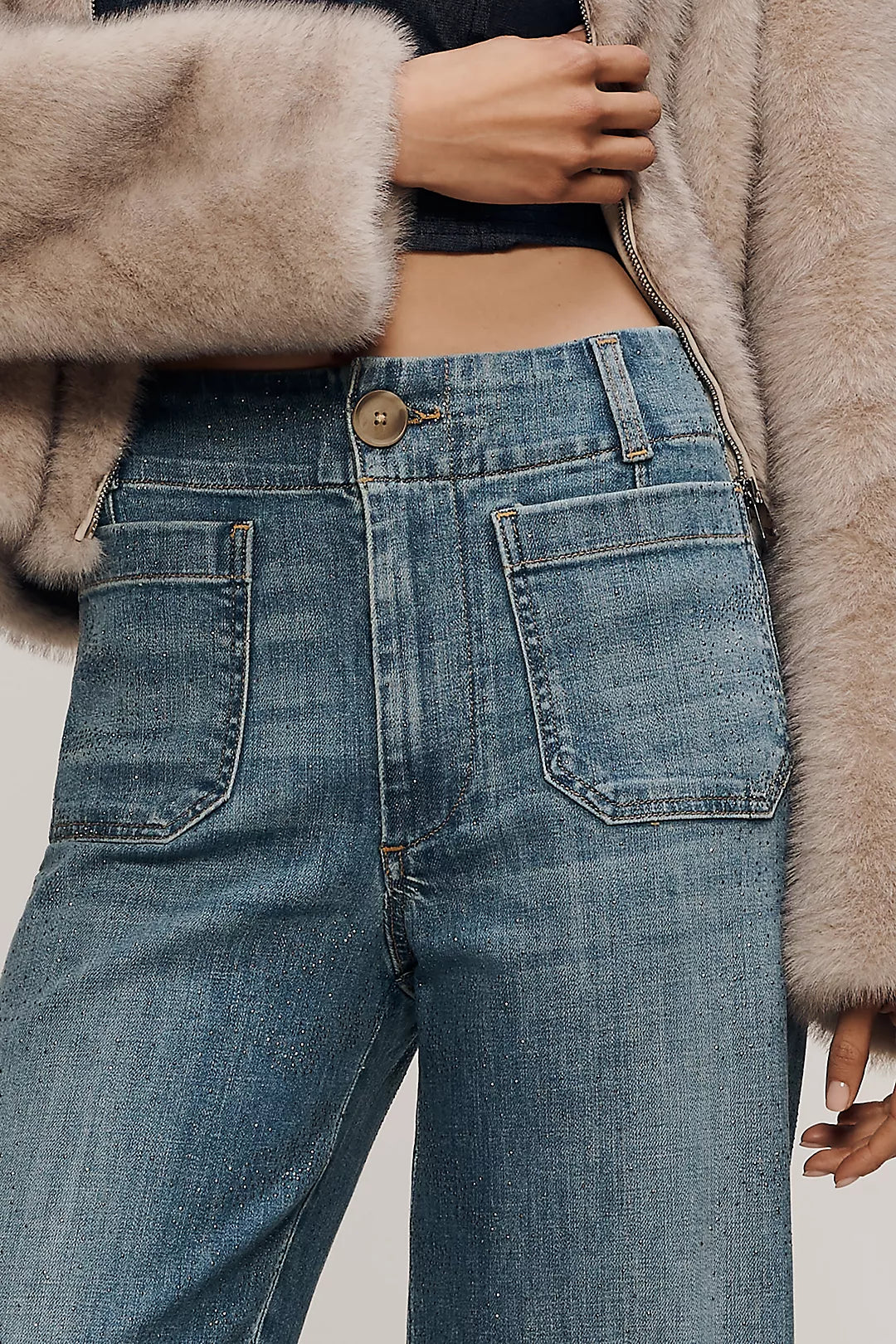 Colette Sparkle High-Rise Wide-Leg Cropped Jeans