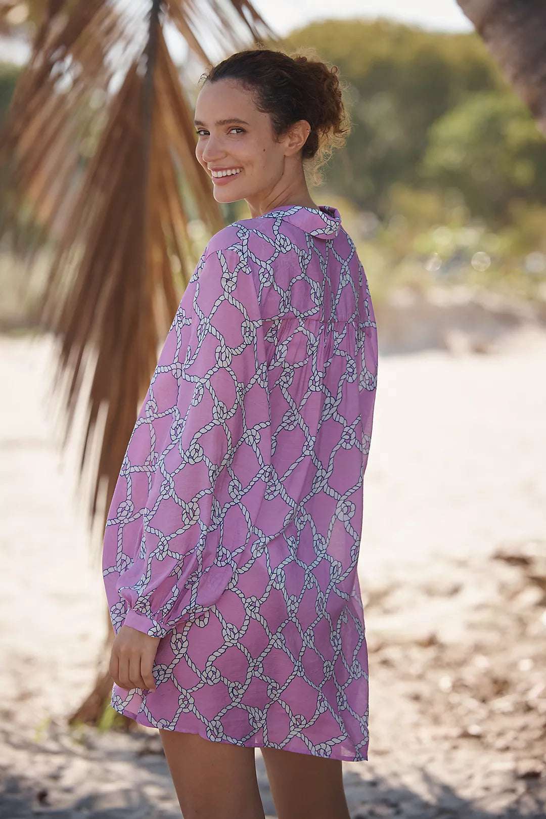 Celandine Puff-Sleeve Longline Buttondown Shirt