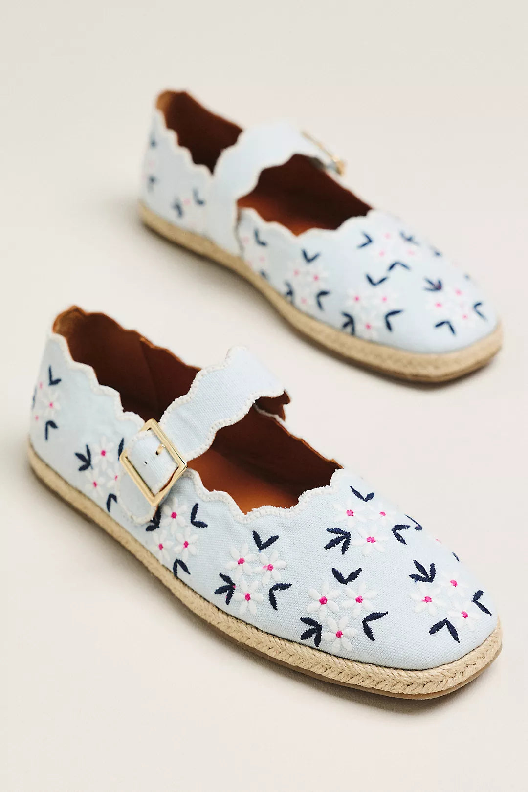 Maeve Scalloped Edge Espadrille Mary Jane Flats