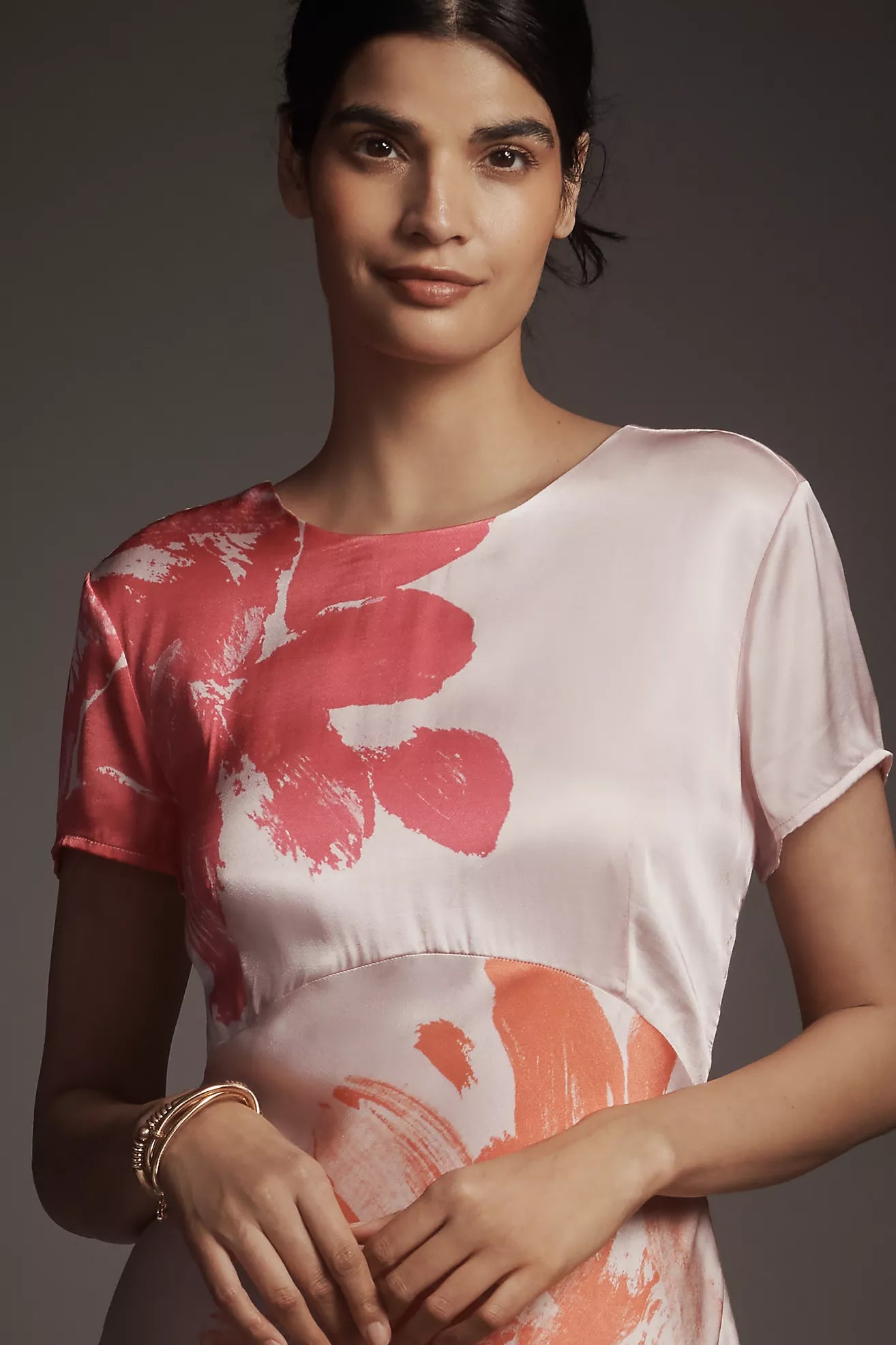 By Anthropologie Short-Sleeve Maxi Slip Dress