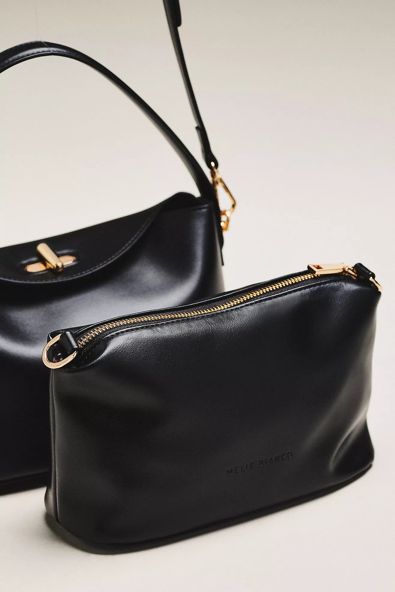 Melie Bianco Lana Black Vegan Leather Crossbody Bag