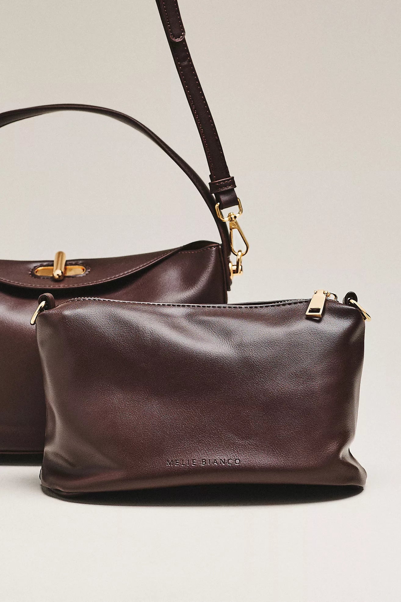 Melie Bianco Lana Espresso Vegan Leather Crossbody
