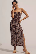 Load image into Gallery viewer, By Anthropologie Strapless Linen Plunge-Neck Midi Dress
