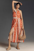 Load image into Gallery viewer, Maeve Halter Open-Back Godet Midi Shirt Dress

