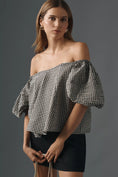 Load image into Gallery viewer, Maeve Puff-Sleeve Off-The-Shoulder Gingham Top
