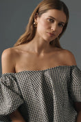 Load image into Gallery viewer, Maeve Puff-Sleeve Off-The-Shoulder Gingham Top
