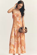 Load image into Gallery viewer, Farm Rio x Anthropologie Linen Blend Strapless Drop-Waist Maxi Dress

