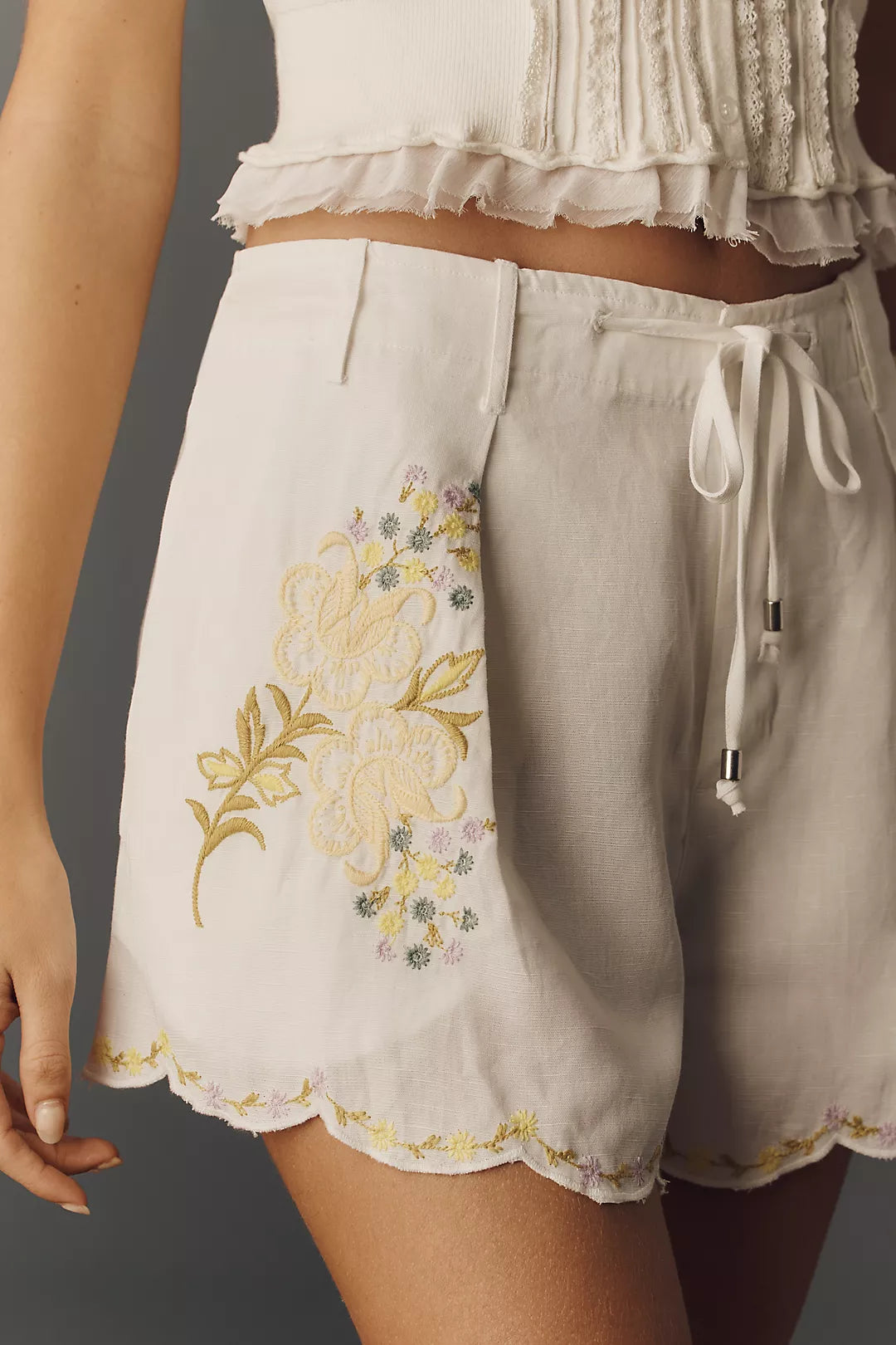 By Anthropologie Scalloped Embroidered Shorts