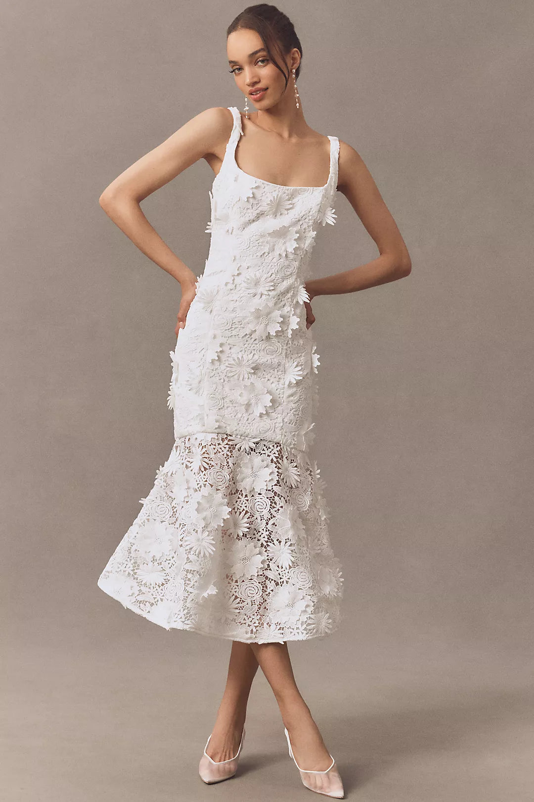 Bardot Marico Sleeveless Lace Appliqué Midi Dress