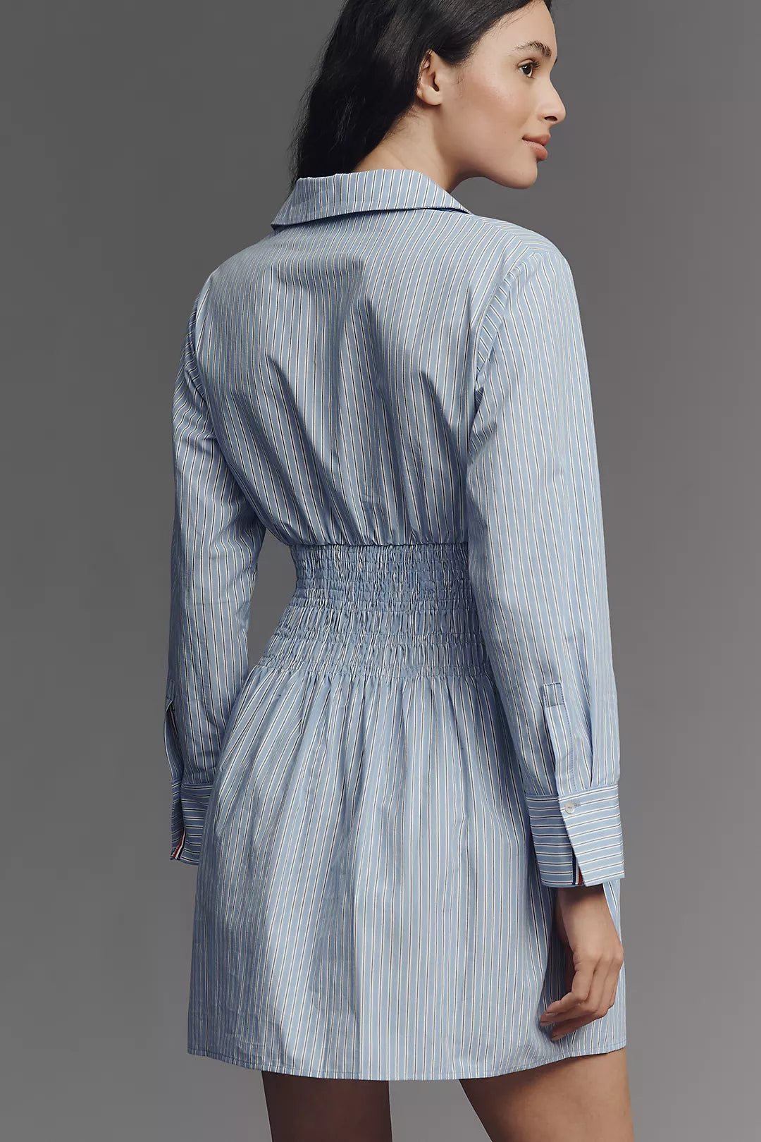 Maeve Long-Sleeve Smocked Waisted Shirtdress