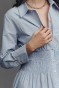 Load image into Gallery viewer, Maeve Long-Sleeve Smocked Waisted Shirtdress
