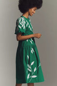 Load image into Gallery viewer, By Anthropologie Short-Sleeve Embroidered Appliqué Midi Dress
