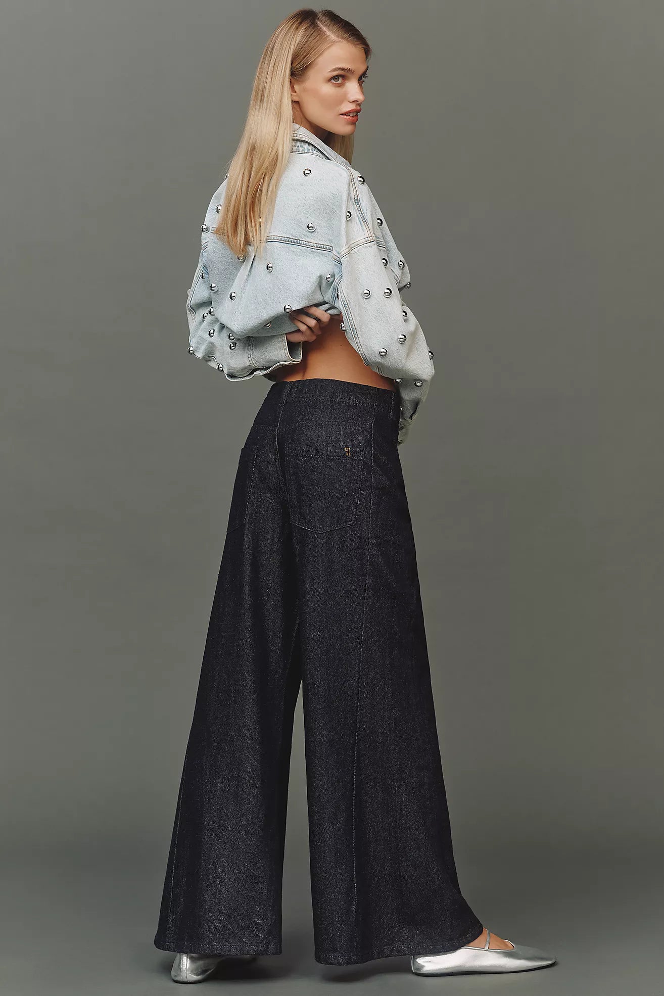 The Adi Sparkle Pull-On Mid-Rise Flare Trousers by Pilcro