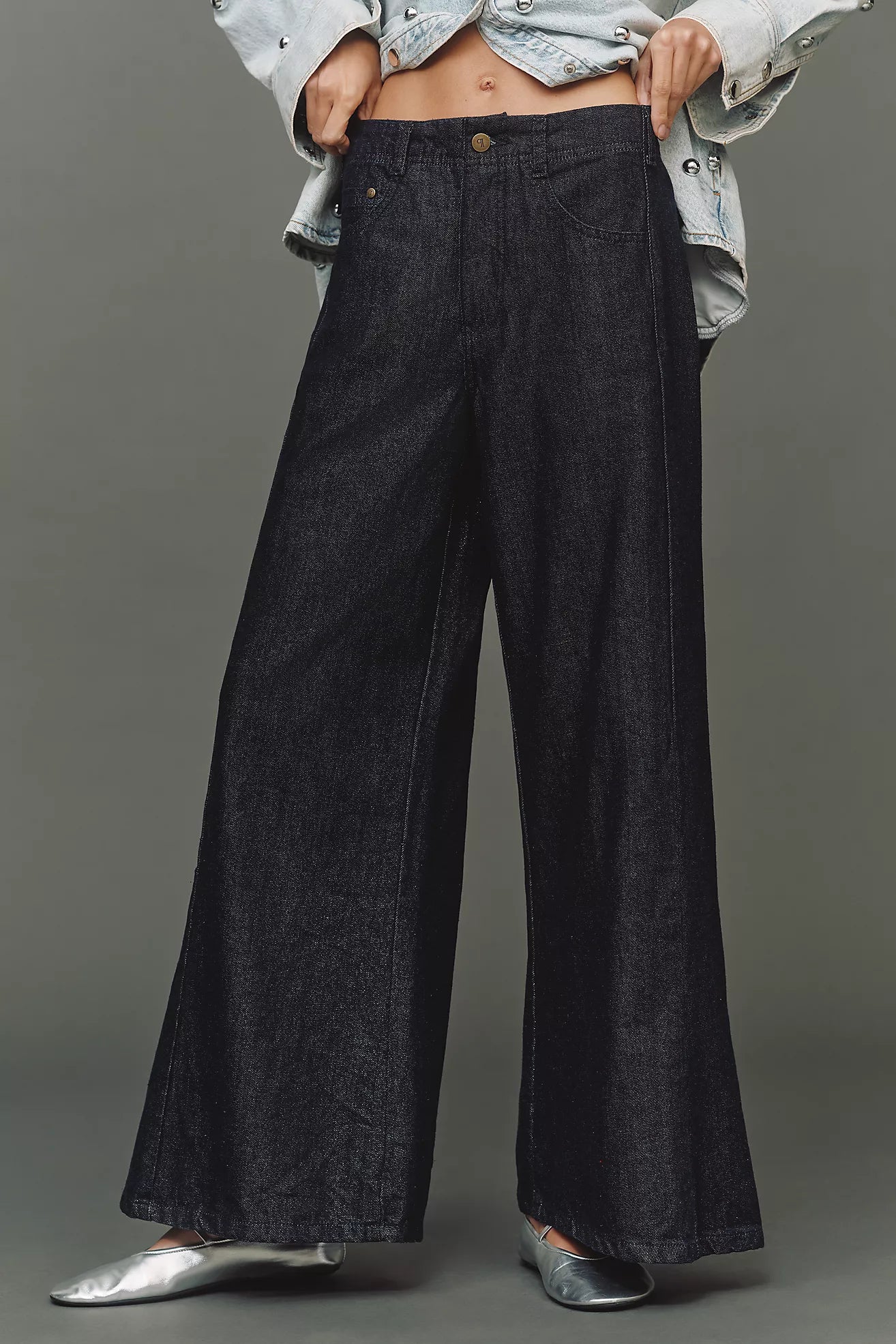 The Adi Sparkle Pull-On Mid-Rise Flare Trousers by Pilcro