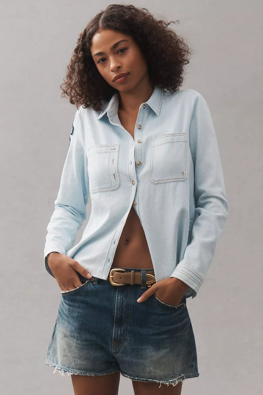 The Tabby Buttondown Patch Shirt by Pilcro