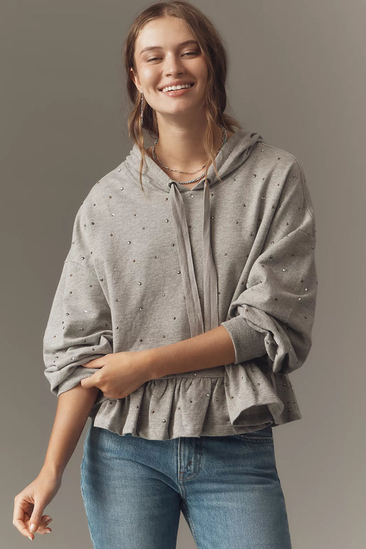 Pilcro Drop-Shoulder Flounce Hoodie