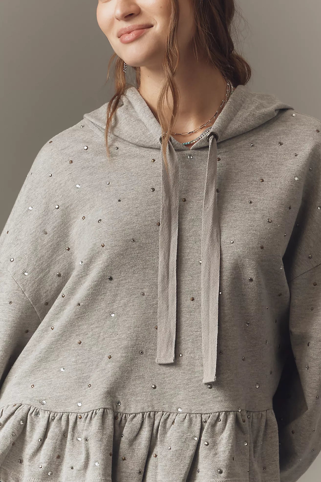 Pilcro Drop-Shoulder Flounce Hoodie