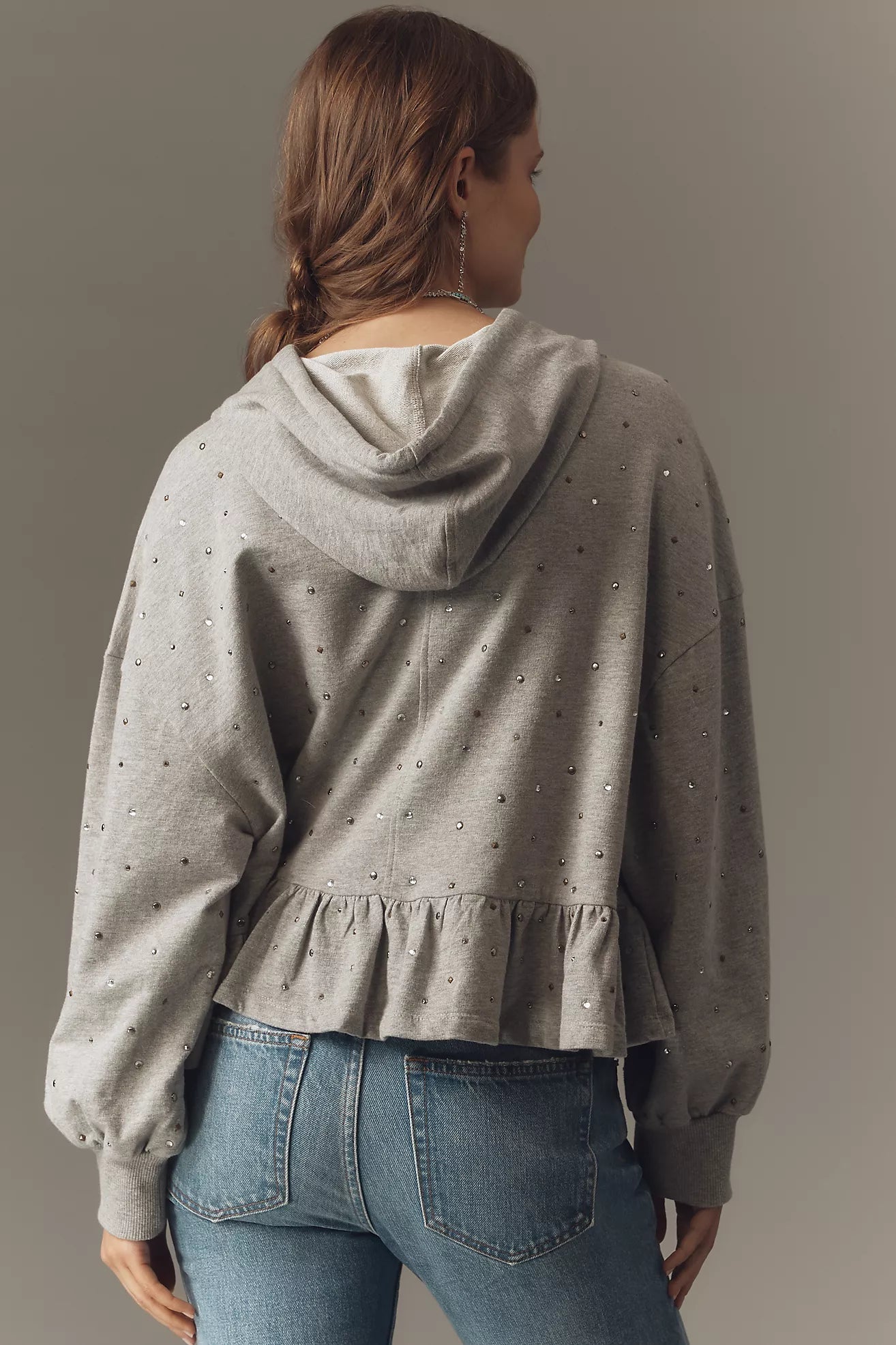 Pilcro Drop-Shoulder Flounce Hoodie