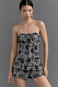 Load image into Gallery viewer, Maeve Strapless Plaid Floral Romper
