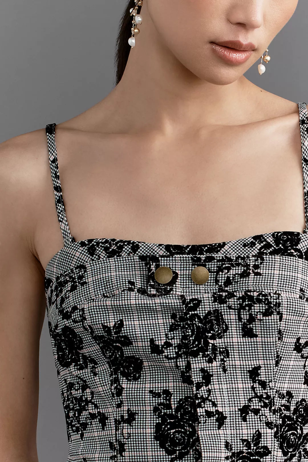 Maeve Strapless Plaid Floral Romper